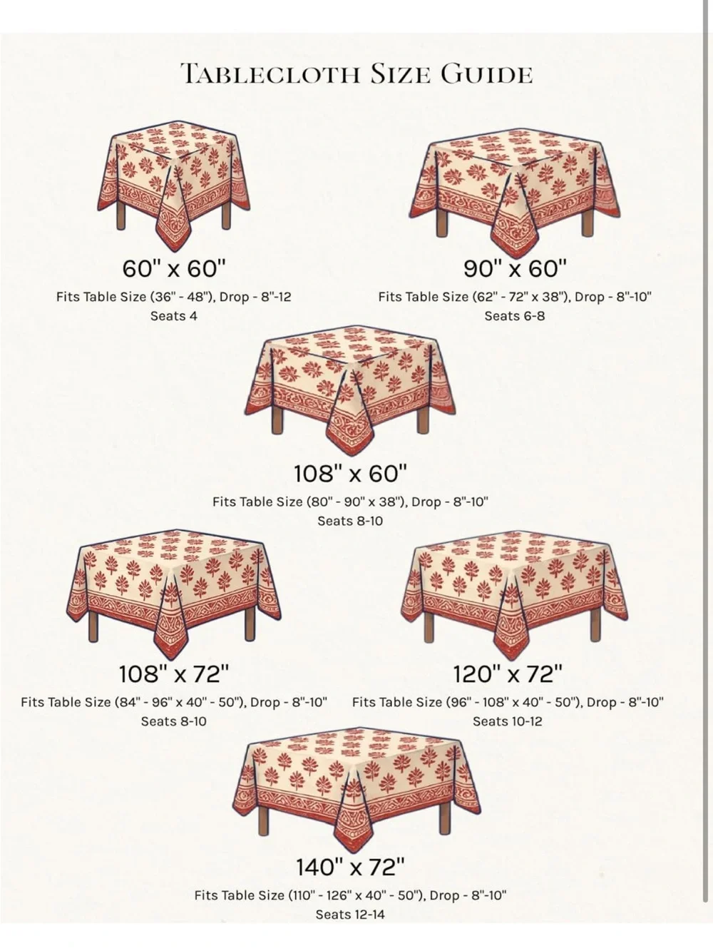 NEW ATOSII Mahoka Blue 100% Cotton Fall Tablecloth, Handblock Printed.